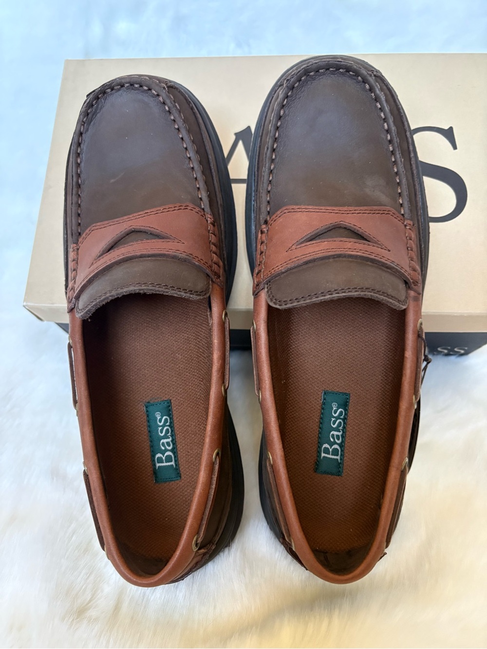 Brand new Men Two-Tone Brown & Dark Brown Leather Penny Loafers for men